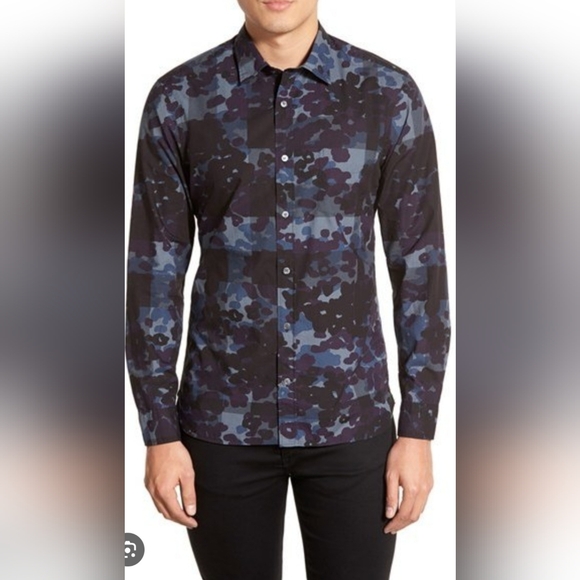 Burberry Men's Alden Multi Camo Button Down Trim Fit Sport Shirt Camo $425 XL - Picture 7 of 13